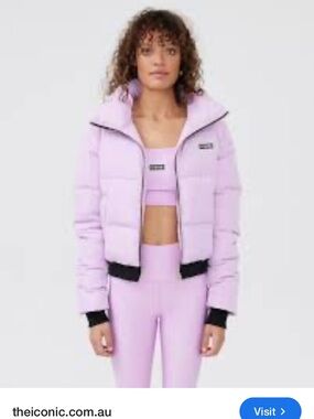 PE Nation Romp Run Crop Puffer Jacket Orchid Bouquet Women’s XS Ski Resort